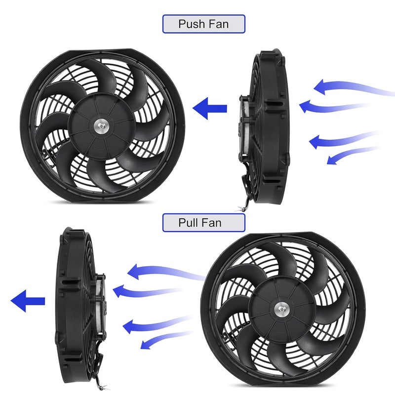 BETTERCLOUD Universal 12-Inch Slim Electric Radiator Cooling Fan Kit – 12V 80W Push/Pull with Thermostat, Relay, Wiring Harness & Mounting Kit, Universal Fit – Black - Image 5